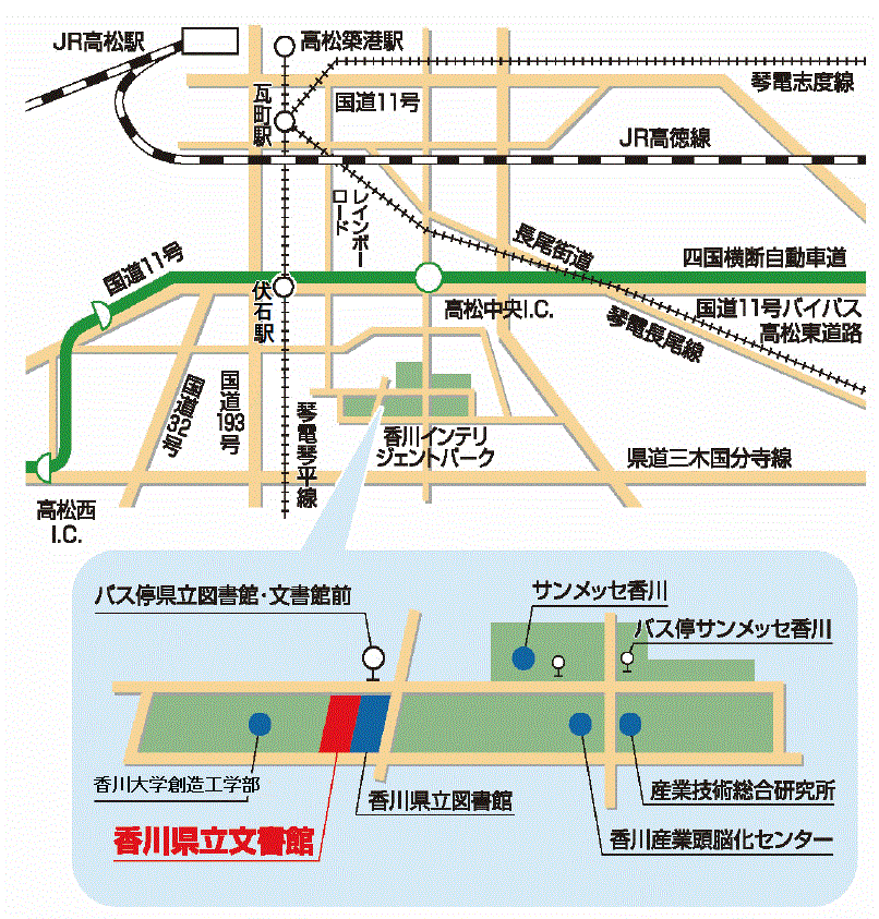 文書館までの地図