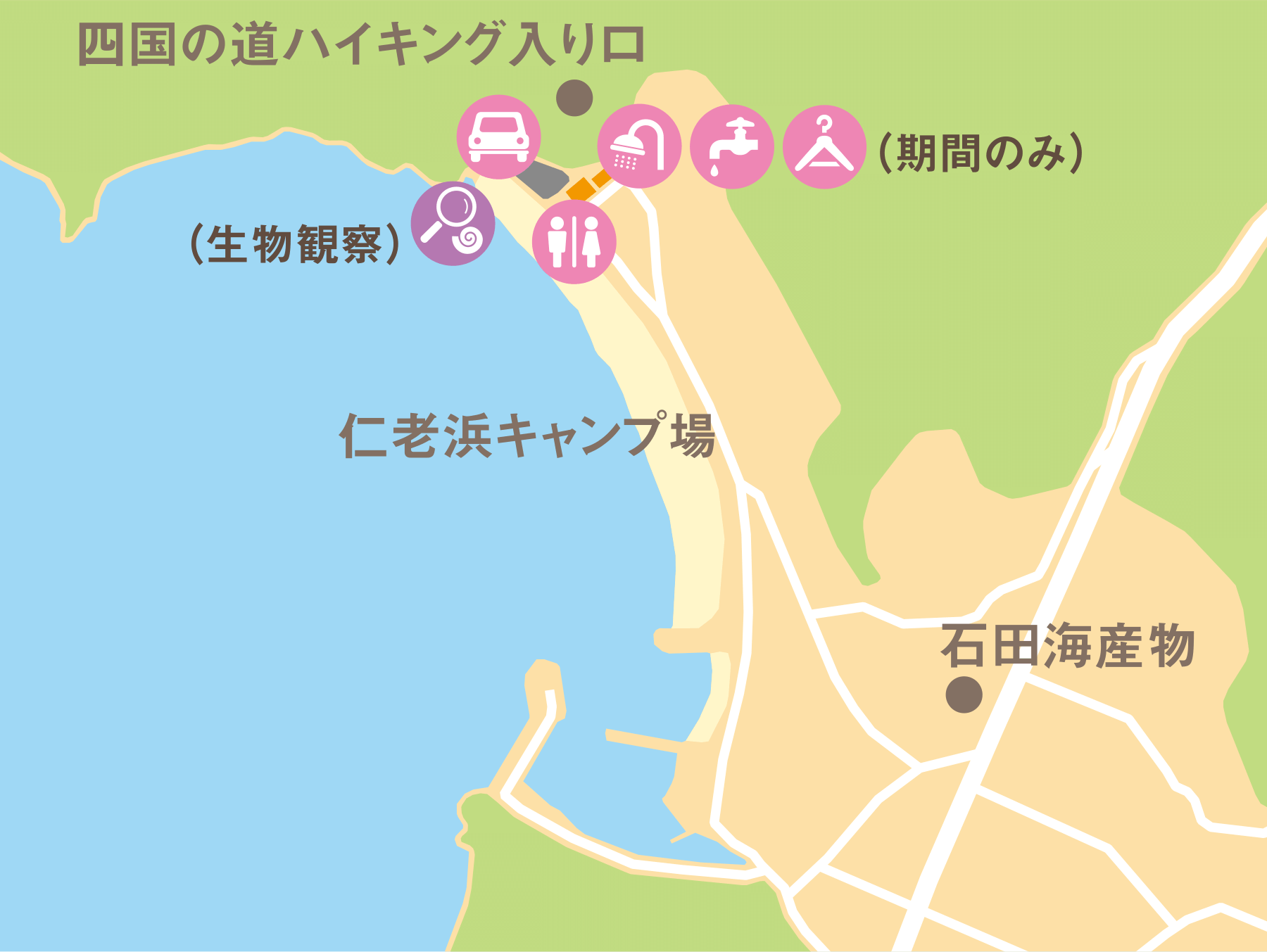 周辺地図（仁老浜キャンプ場）