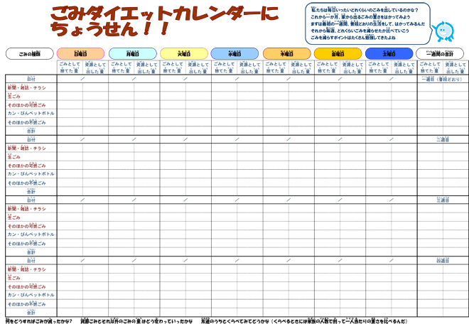 ごみダイエットカレンダーに挑戦 香川県