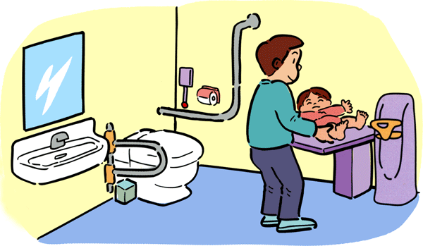 ちいさな子どもと一緒に安心して利用できるトイレのイラスト
