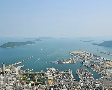 高松港コンテナターミナルの上空写真