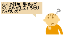 お米屋野菜、果樹などの、食料を生産するだけじゃないの？