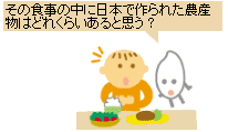 その食事の中に日本で作られた農産物はどれくらいあると思う？