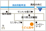 うどん田中のマップ