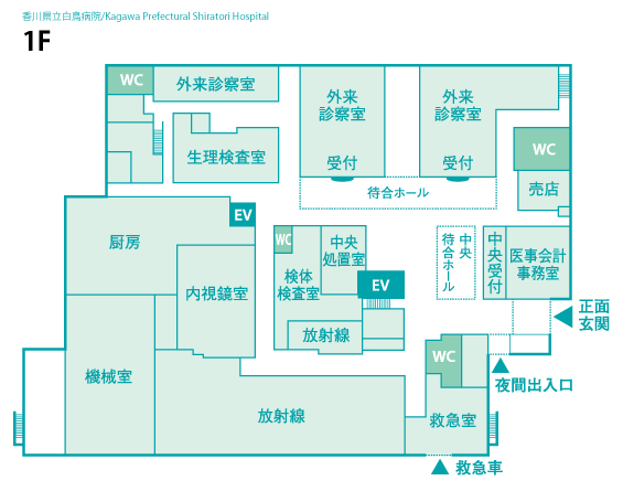 白鳥病院院内見取図1階