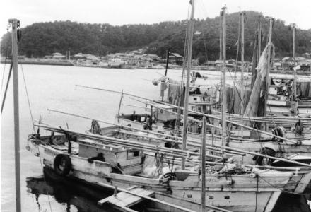 庵治の港の漁船