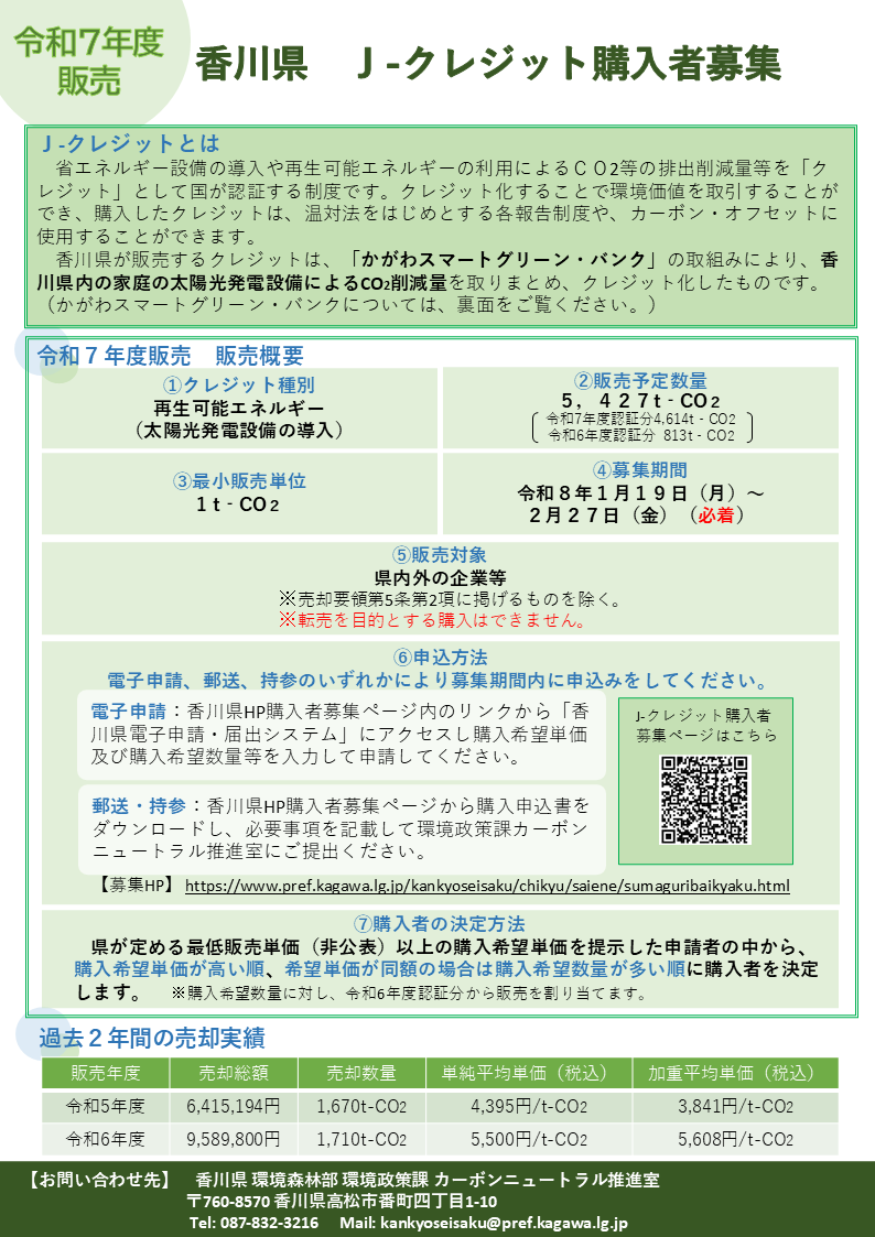   R7年度Jクレジット購入者募集チラシ