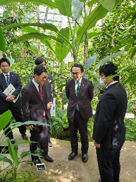 植物園を視察する池田知事