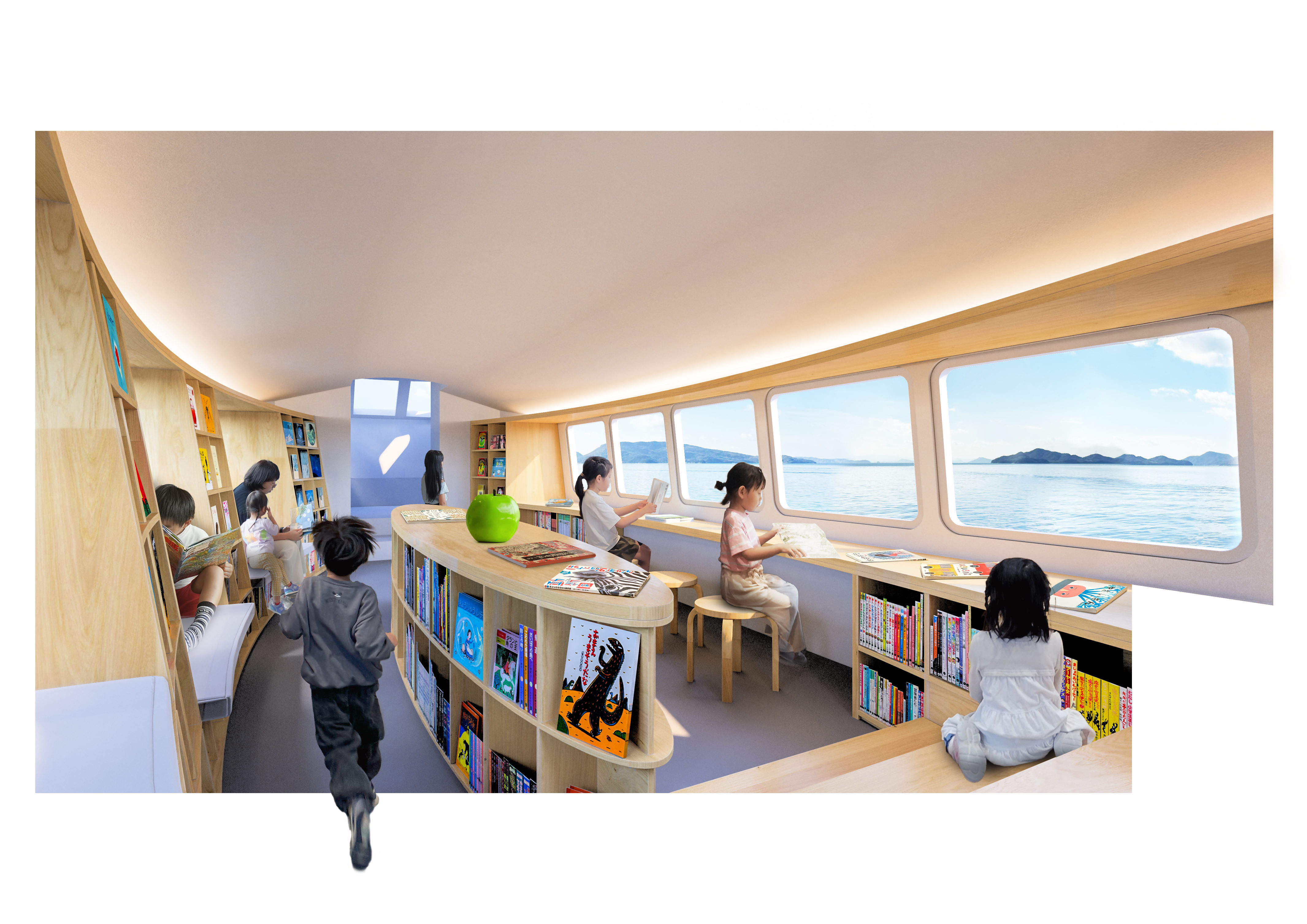こども図書館ほんのもり号内観イメージ