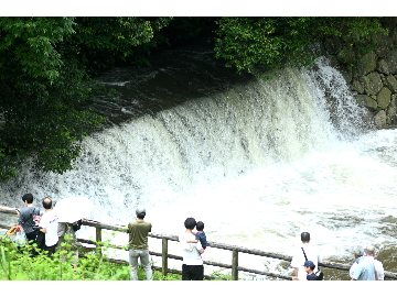 水が勢いよく流れだす様子