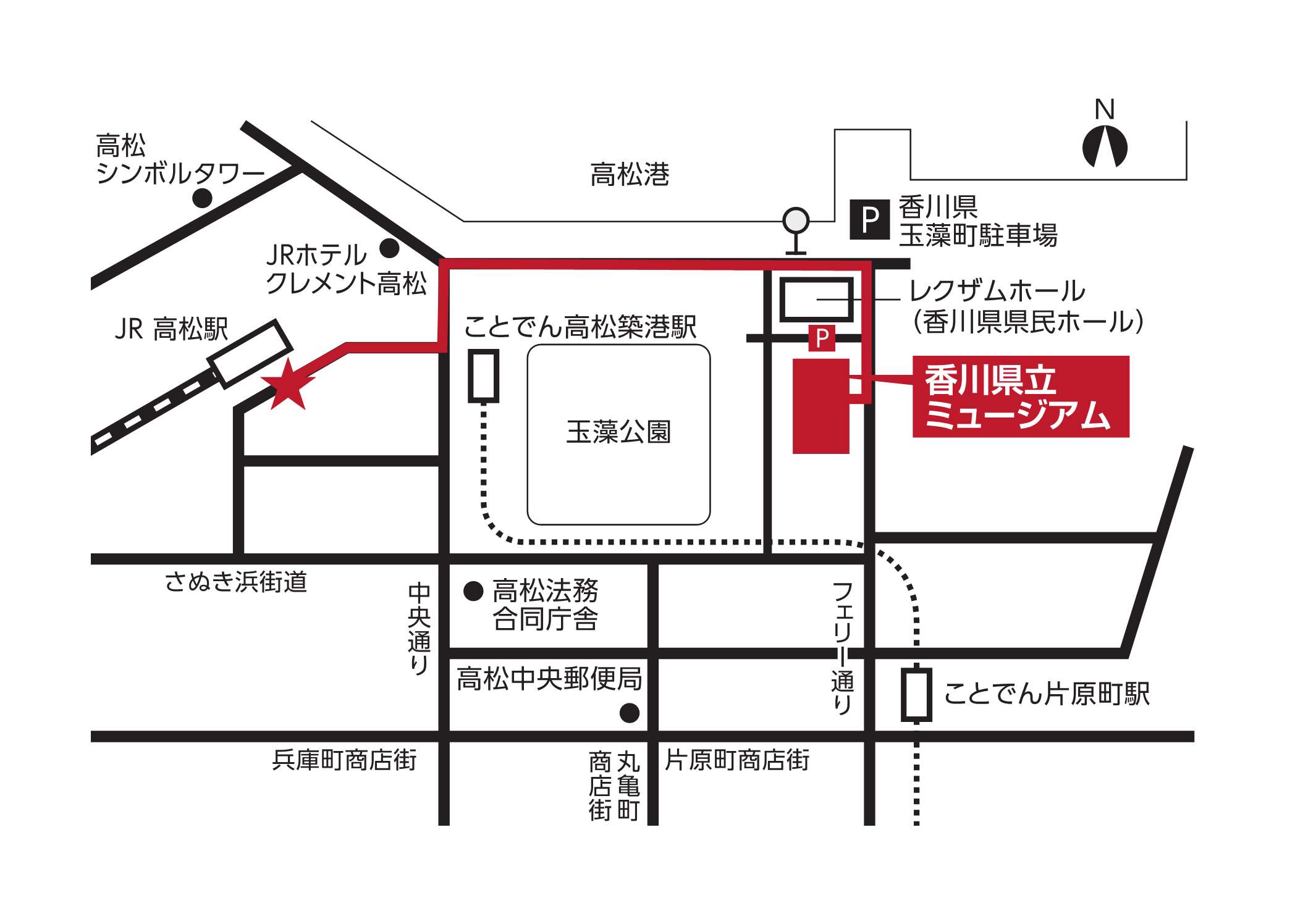 高松駅からの地図