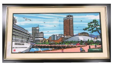 サンポートエリアを題材とした切り絵