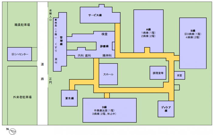 院内の建物配置図