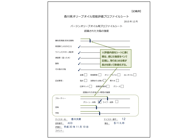 官能評価プロファイルシート記載例