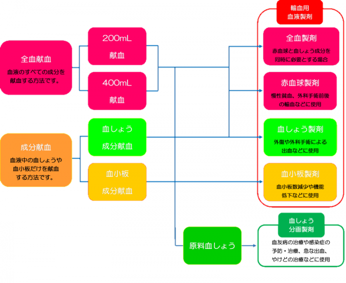 献血と血液製剤の種類